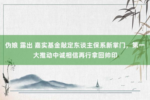 伪娘 露出 嘉实基金敲定东谈主保系新掌门，第一大推动中诚相信再行拿回帅印